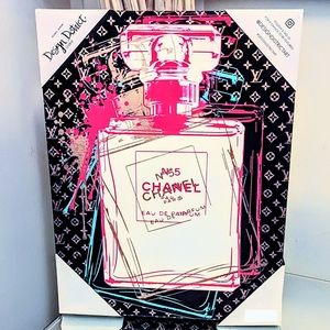 New Neon Perfume Chanel LV Wrapped Canvas Art Print